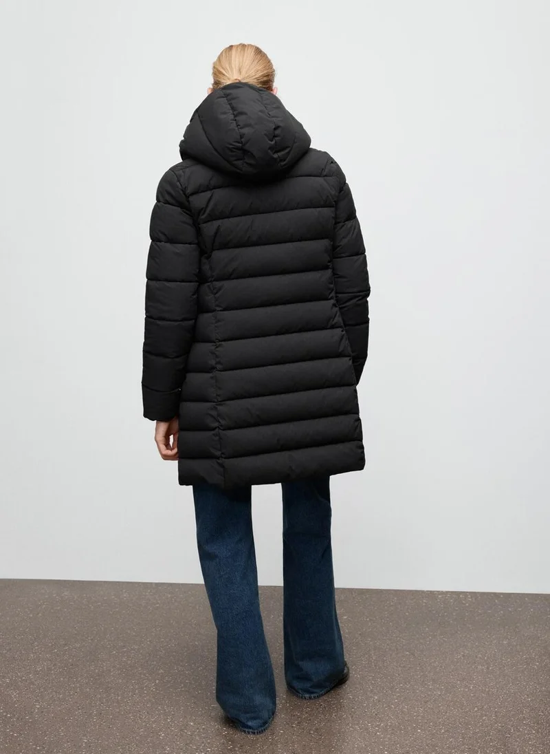 مانجو Midi quilted anorak with hood
